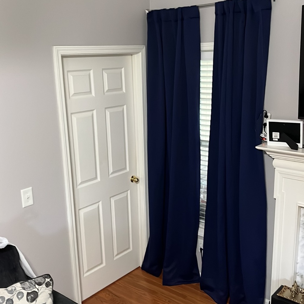 Linen blackout Curtains 2 Hanging Options  Filtering Navy Blue W 52 x L 95